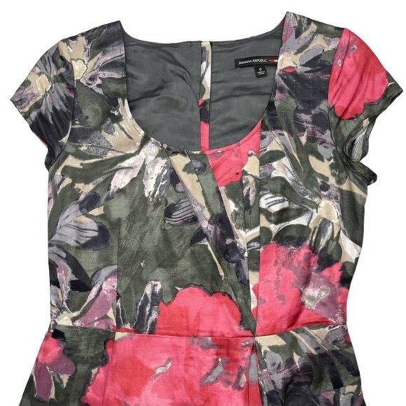 BANANA REPUBLIC Linen Blend Printed Bobbie Shift Dress Sz 0 Mad Men Collection - Picture 4 of 9